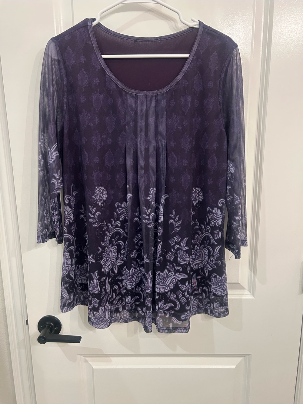Women's Purple Floral Scoop Neck Top